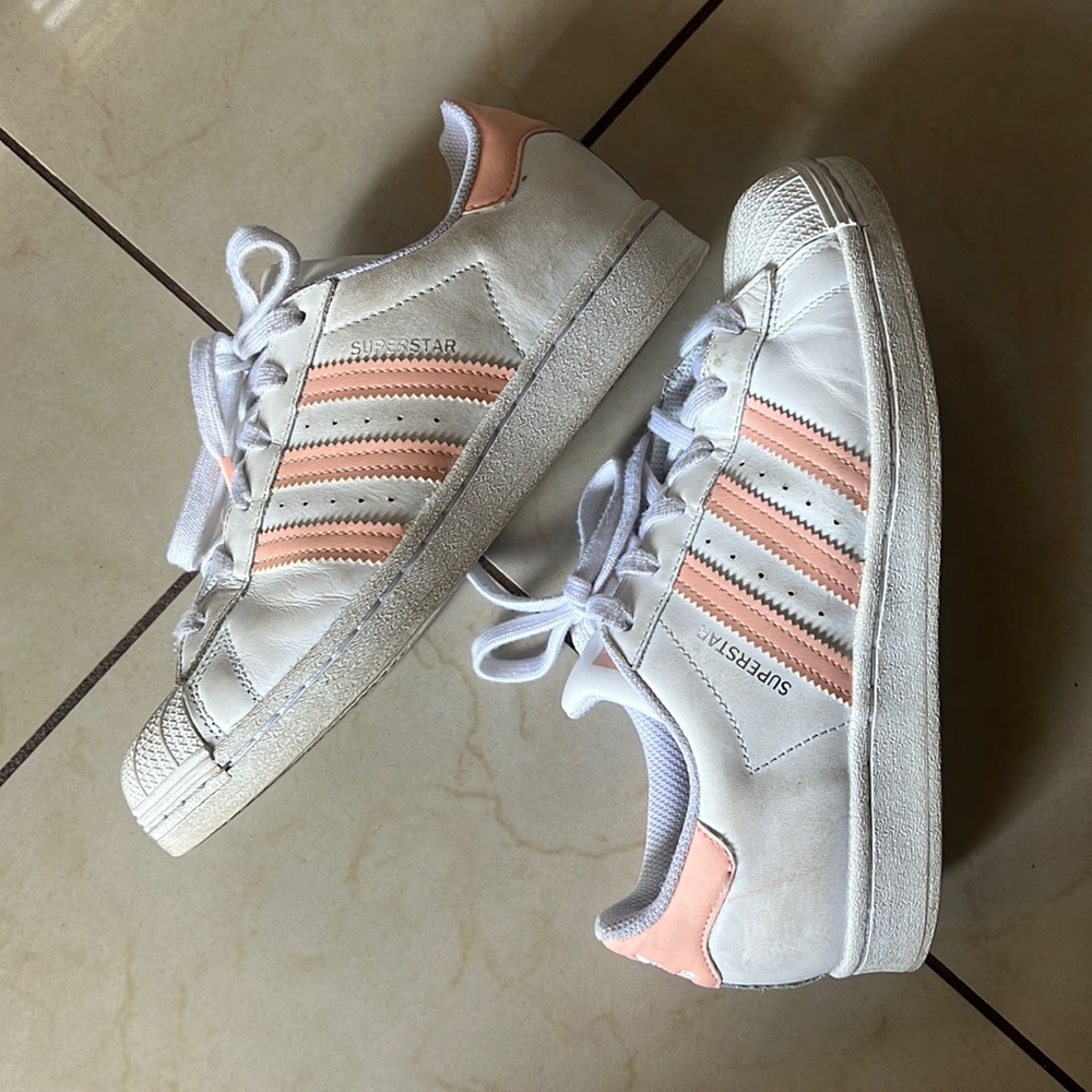 Adidas superstar white haze coral peach